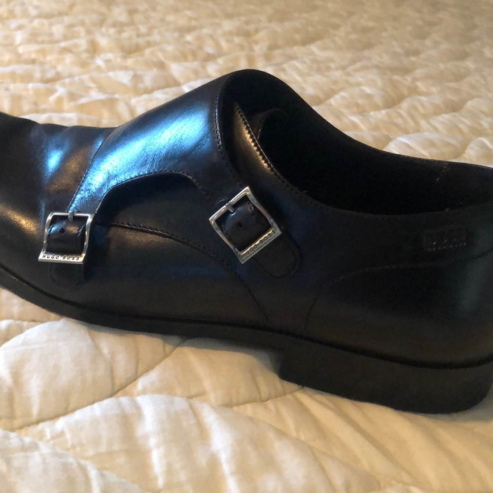 HUGO BOSS Double monk shoes in smooth calf leather - Picture 2 of 3